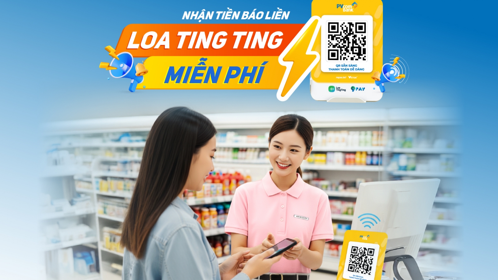 Nhiều ưu đãi cho hộ kinh doanh, tiểu thương dùng loa thông báo biến động số dư PVcomBank