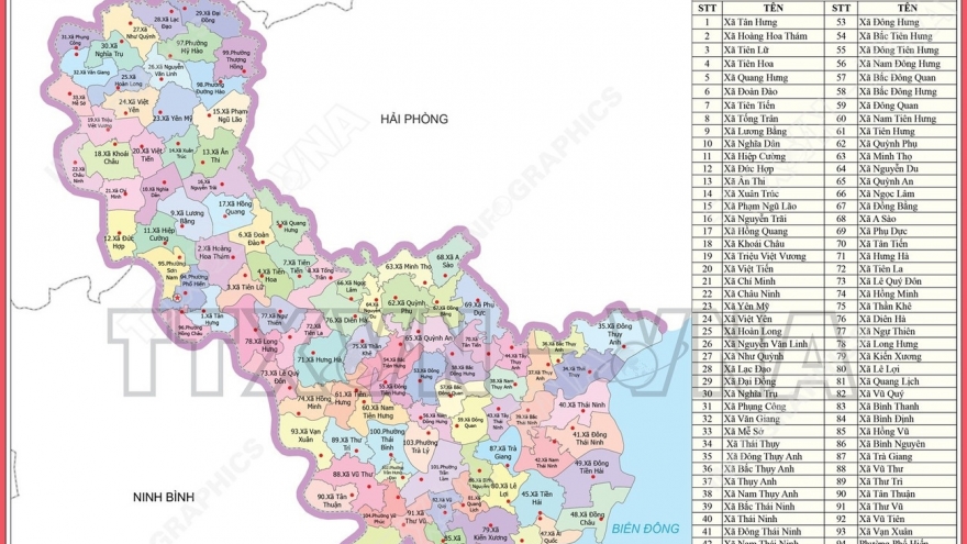 Bản đồ chi tiết 104 đơn vị hành chính cấp xã của Hưng Yên từ ngày 16/6/2025
