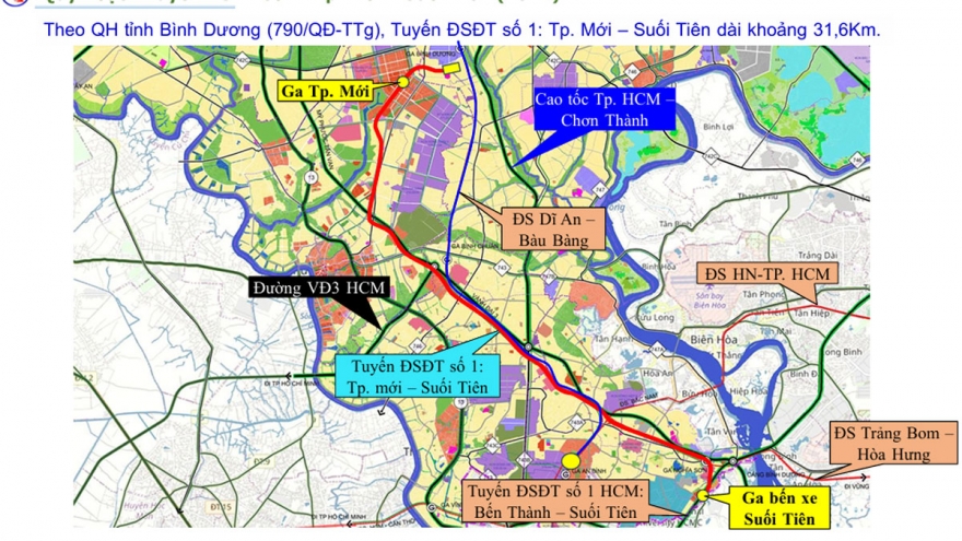 Bình Dương dự kiến làm tuyến metro trên cao nối TP.HCM
