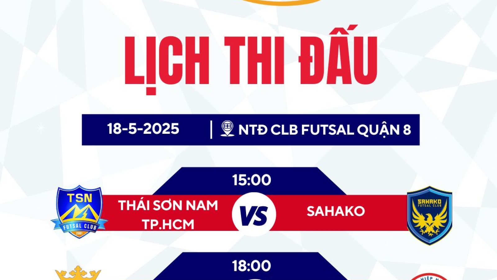 Lịch thi đấu và trực tiếp Giải Futsal HDBank VĐQG 2025 ngày 18/5