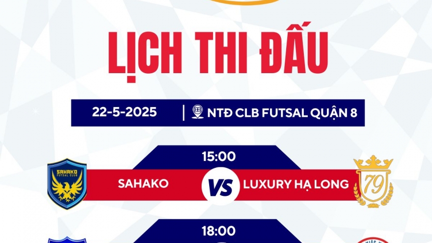 Lịch thi đấu và trực tiếp Giải Futsal HDBank VĐQG 2025 ngày 22/5