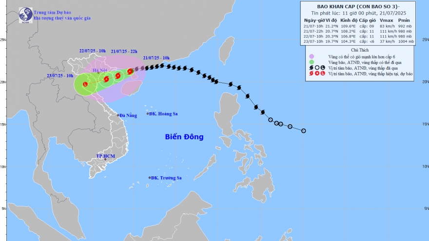 Bão số 3 đi vào Vịnh Bắc Bộ, giật cấp 11, cách Quảng Ninh 190km