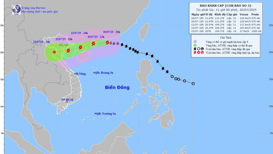 Bão số 3 cách Quảng Ninh-Hải Phòng 680km, giật cấp 15