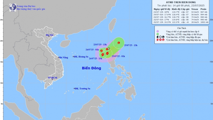 Xuất hiện áp thấp nhiệt đới trên biển Đông