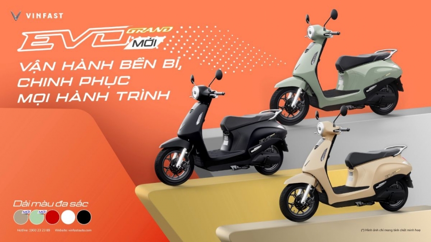 VinFast ra mắt xe máy điện Evo Grand với 2 Pin có thể tháo rời, chạy 262km/lần