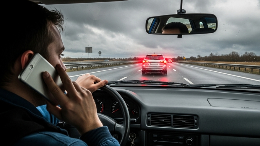 Nguy hiểm từ việc tài xế “buôn” điện thoại trên cao tốc
