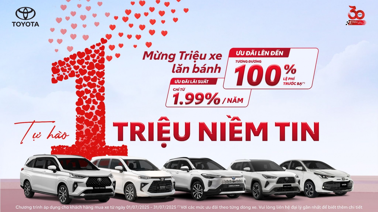 Toyota tri ân khách hàng với nhiều ưu đãi hấp dẫn nhân dịp cán mốc 1 triệu xe