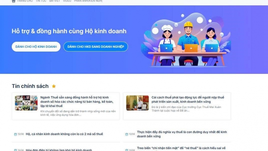 Sắp ra mắt Cổng thông tin hỗ trợ cá nhân, hộ kinh doanh và doanh nghiệp