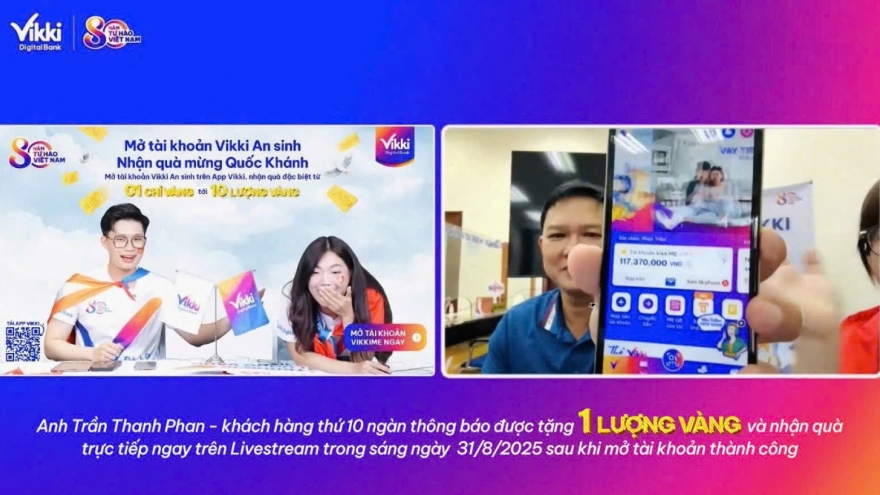 Vikki tặng vàng SJC, chỉ vàng cho khách hàng mở tài khoản An sinh