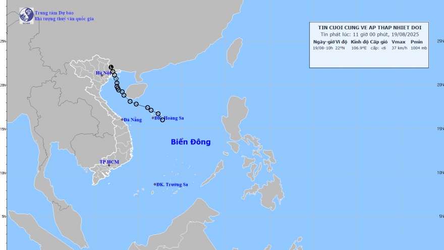 Tin cuối cùng về áp thấp nhiệt đới