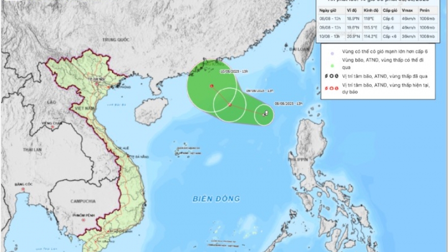 Áp thấp nhiệt đới di chuyển với hướng Tây, tốc độ khoảng 5km/h