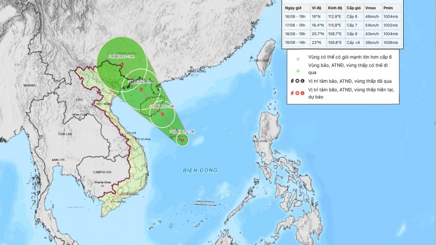 Áp thấp nhiệt đới giật cấp 8, với tốc độ di chuyển 10km/h