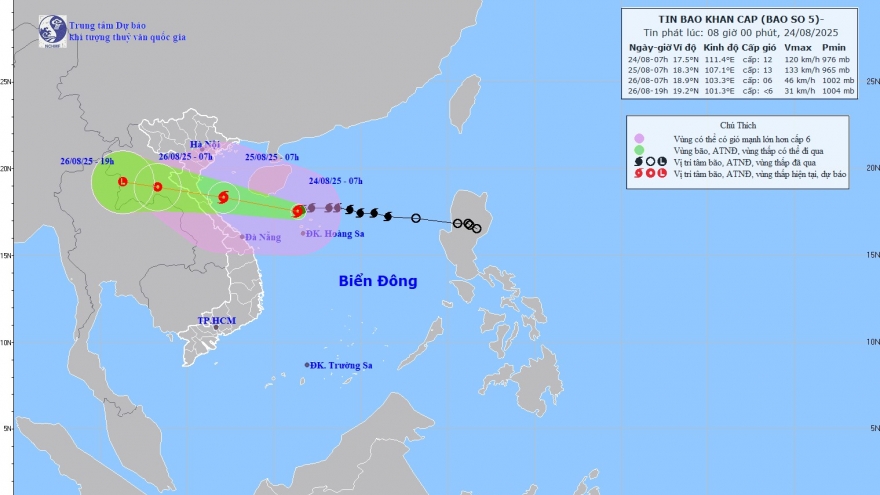 Bão số 5 mạnh cấp 13, giật cấp 15: Cảnh báo nguy hiểm từ Thanh Hóa đến Quảng Trị