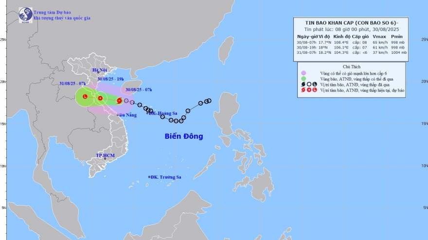 Áp thấp nhiệt đới đã mạnh lên chính thức trở thành cơn bão số 6