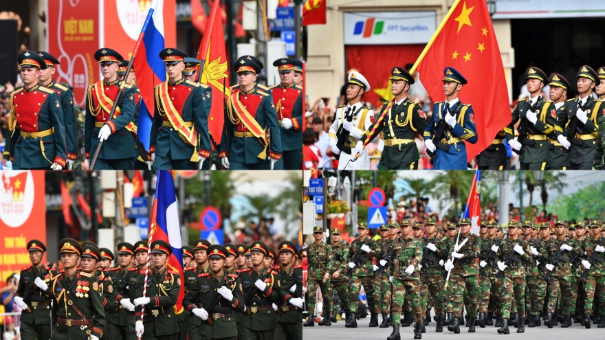 Người dân nồng nhiệt đón chào 4 đoàn diễu binh Trung Quốc, Nga, Lào, Campuchia