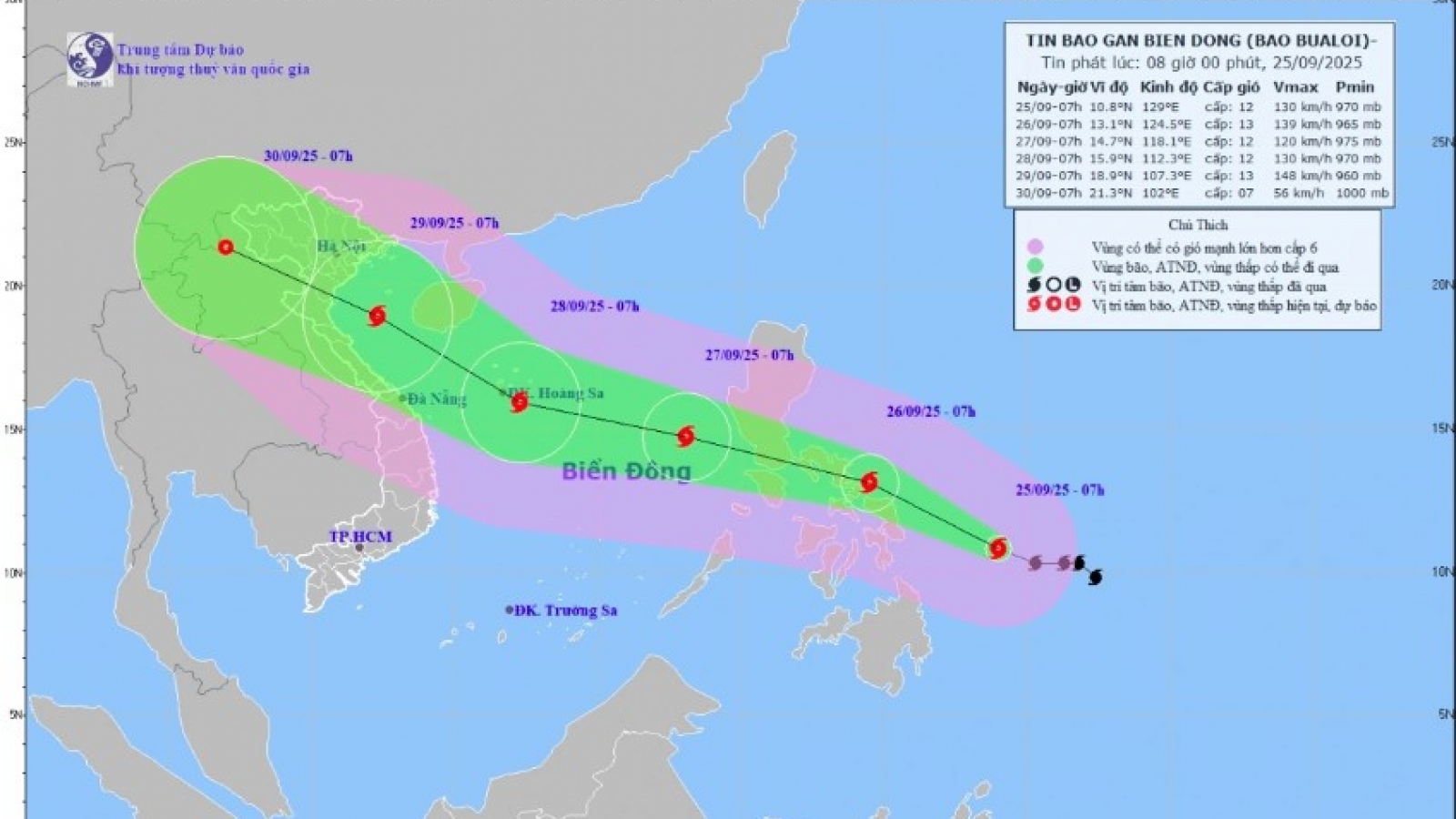 Typhoon Bualoi heads toward East Sea, central Vietnam to brace for impact