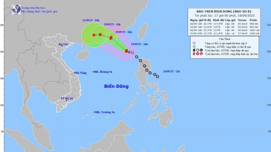 Bão trên Biển Đông mạnh cấp 8, giật cấp 10, biển động rất mạnh