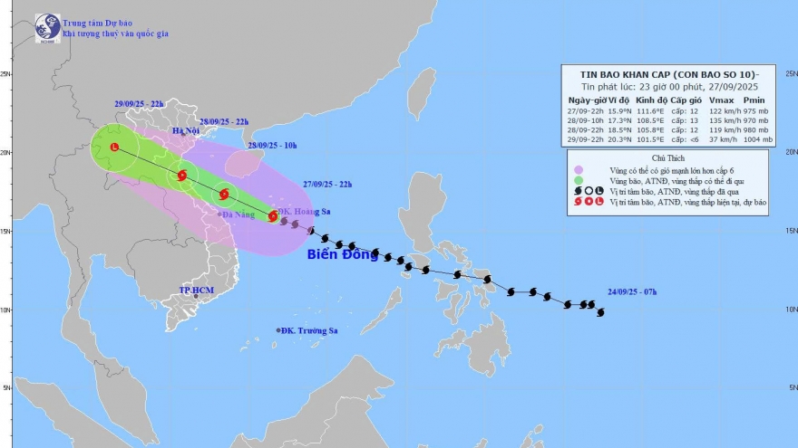 Bão số 10 giật cấp 15, biển động dữ dội, cảnh báo mưa lũ diện rộng