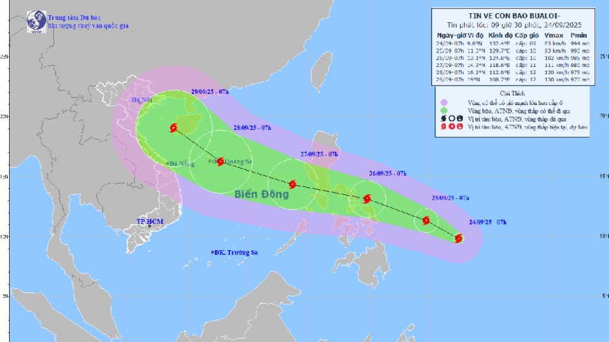 Xuất hiện bão BUALOI sẽ đi vào Biển Đông trở thành cơn bão số 10