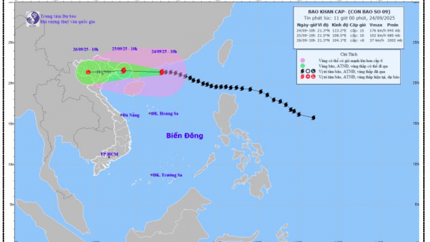 Bão số 9 gây mưa to tại Bắc Bộ, Thanh Hoá và Nghệ An, có nơi tới 400mm