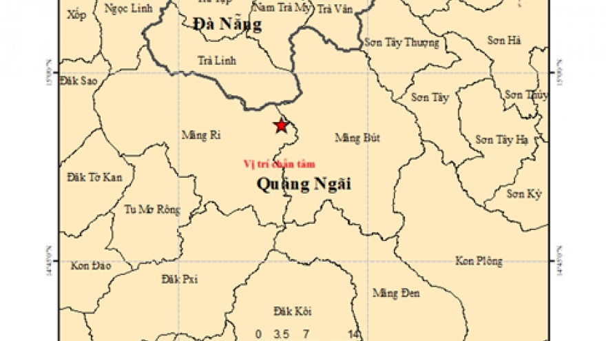 Quảng Ngãi xảy ra 3 trận động đất