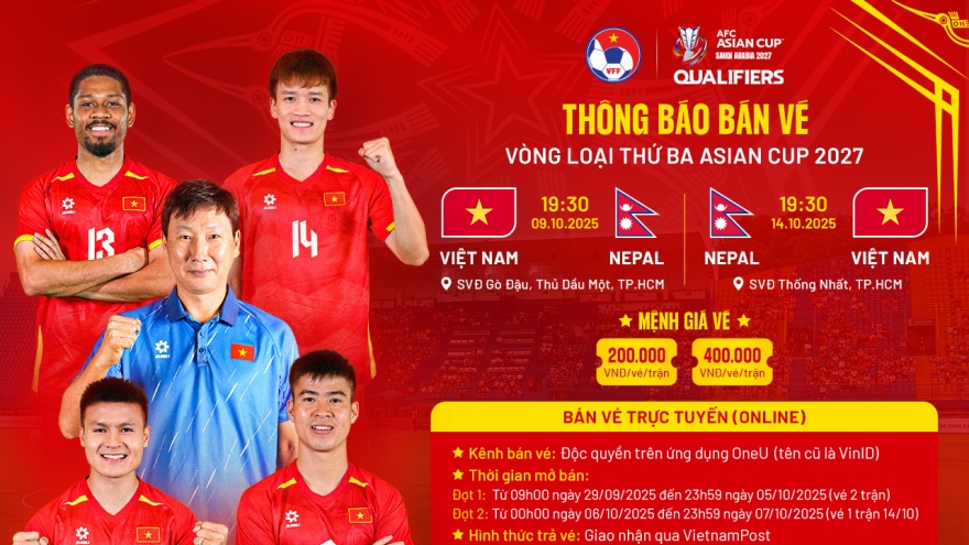 Mua vé trận ĐT Việt Nam gặp Nepal tại vòng loại Asian Cup 2027 ở đâu?