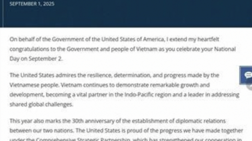 US Secretary of State congratulates Vietnam on 80th National Day