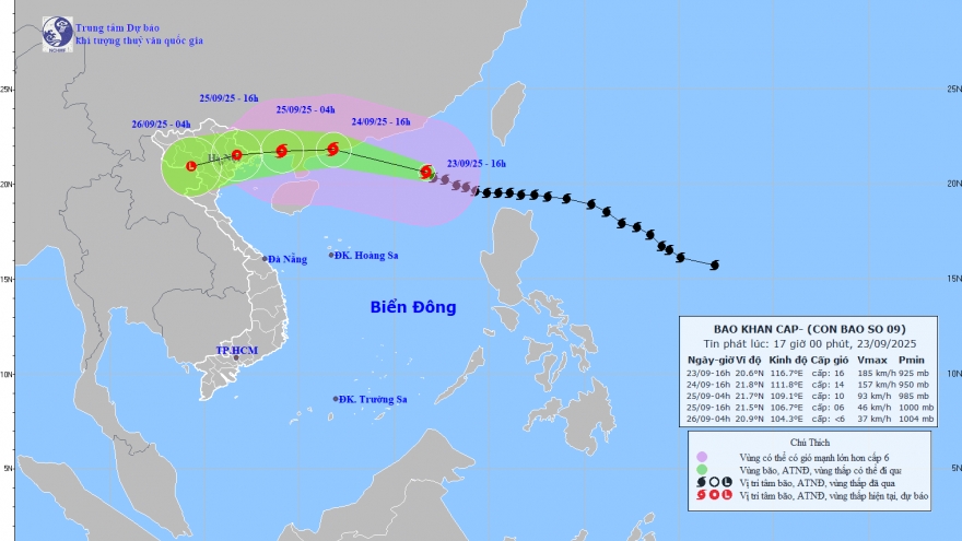 Siêu bão số 9 suy yếu khi vào đất liền, gây mưa to ở Bắc Bộ và Bắc Trung Bộ