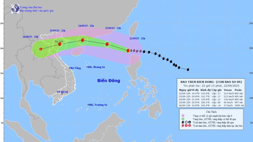 Siêu bão Ragasa đã vào Biển Đông, trở thành cơn bão số 9