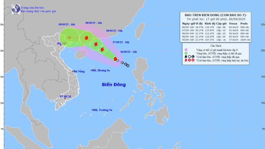 Bão số 7 hình thành trên Biển Đông, gió giật cấp 13