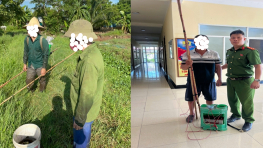 Bắt cá bằng kích điện, 3 người ở Chương Mỹ, Hà Nội bị xử phạt, tịch thu đồ nghề