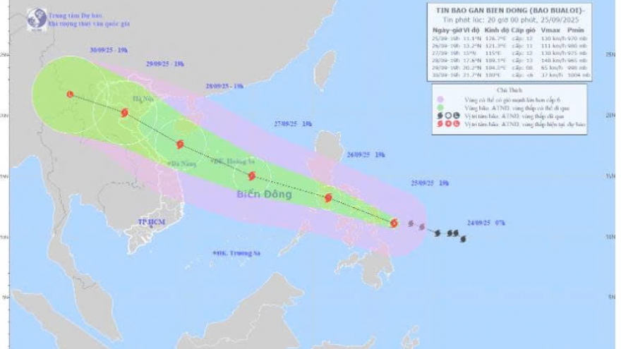 Bão BUALOI sẽ đi vào Biển Đông, trở thành cơn bão số 10 trong năm 2025