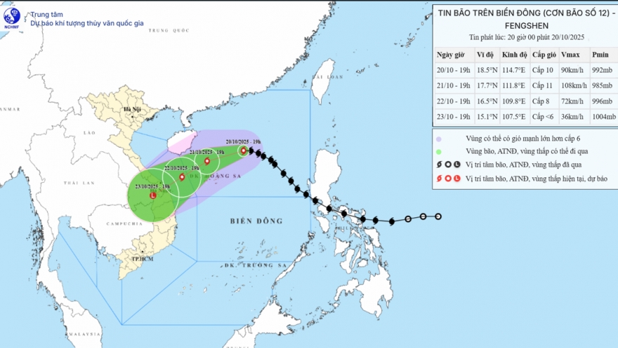 Bão số 12 cách Hoàng Sa khoảng 330km, giật cấp 12