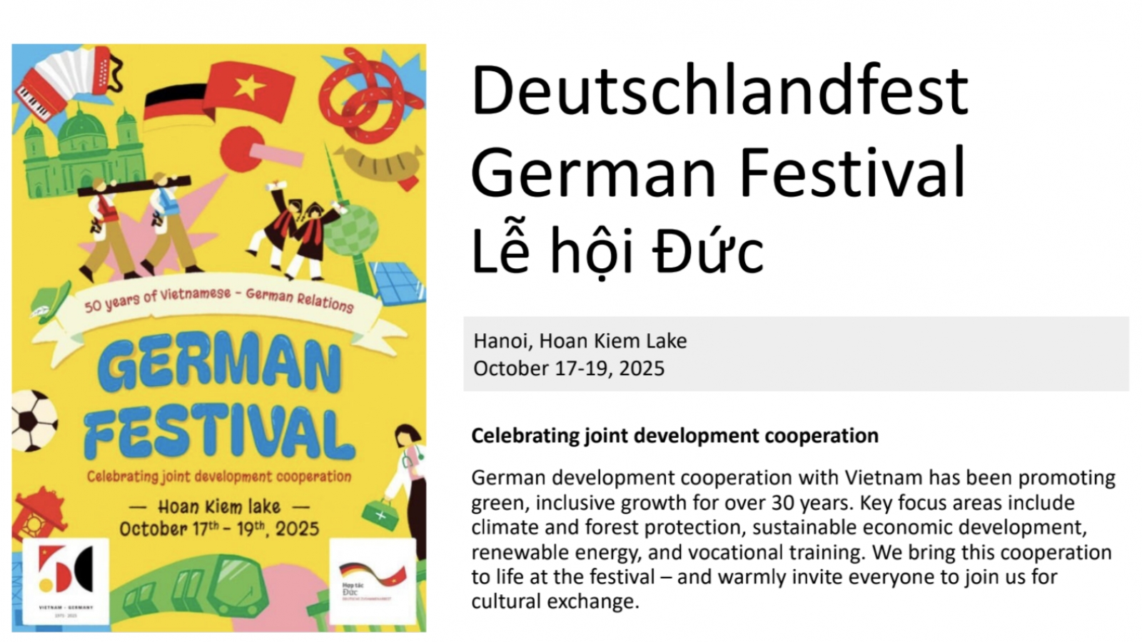 Deutschlandfest in Hanoi to mark 50 years of Germany - Vietnam diplomatic ties