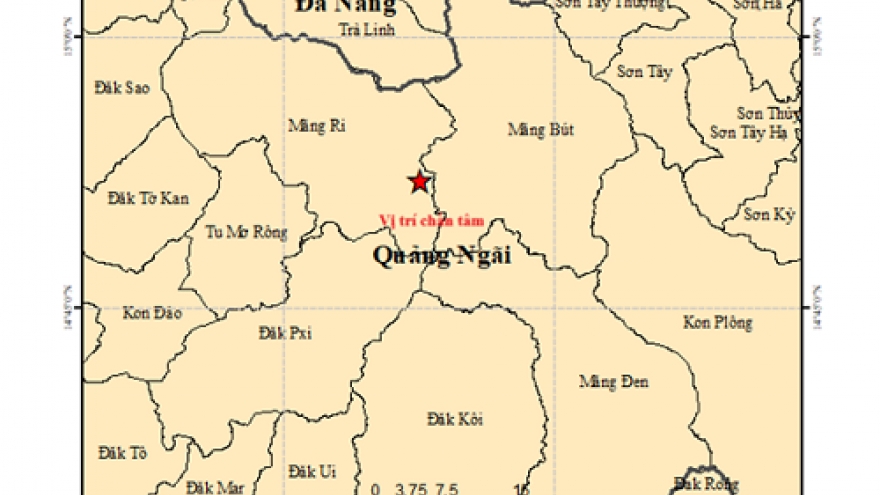 Xảy ra 2 trận động đất tại Quảng Ngãi