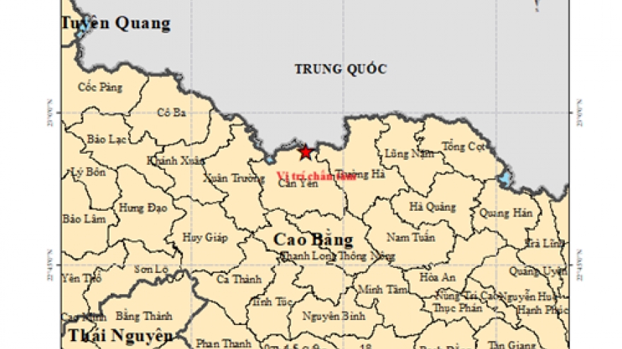 Động đất mạnh 3,4 độ ở Cao Bằng