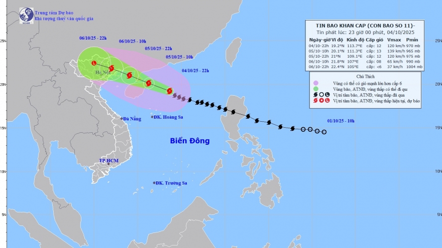 Bão số 11 dự báo đổ bộ Quảng Ninh (Việt Nam) - Quảng Tây (Trung Quốc)