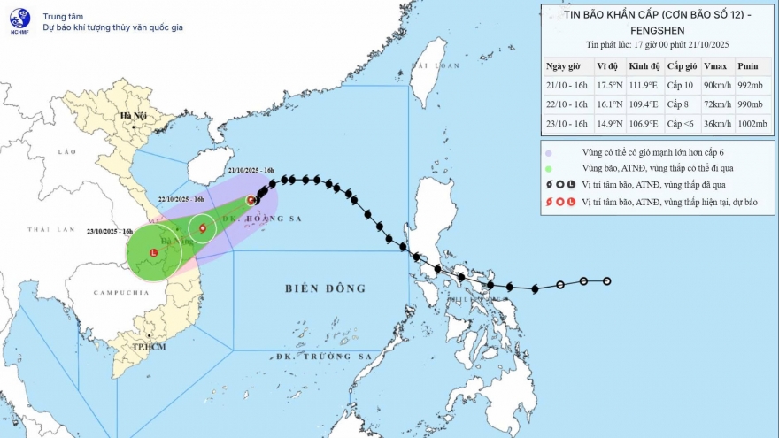 Bão số 12 hướng vào đất liền, gây biển động mạnh ở khu vực Hoàng Sa