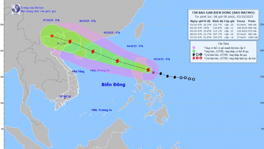 Bão Matmo tiến vào Biển Đông, gió giật cấp 15, biển động dữ dội