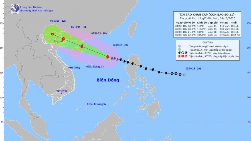 Bão số 11 đang tiến vào đất liền, nguy cơ mưa lớn diện rộng ở Bắc Bộ