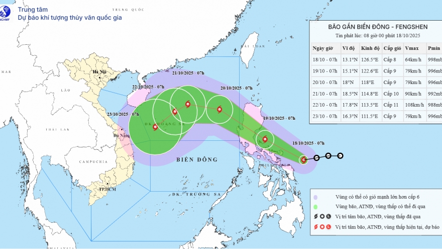 Xuất hiện thêm cơn bão có tên gọi Fengshen gần Biển Đông