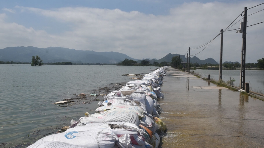 Nhân dân ven sông Bùi (Hà Nội) căng mình chống chọi lũ chồng lũ