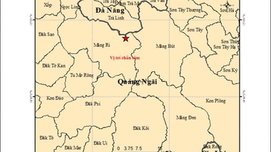 Liên tiếp xảy ra 4 trận động đất tại Măng Bút, Quảng Ngãi