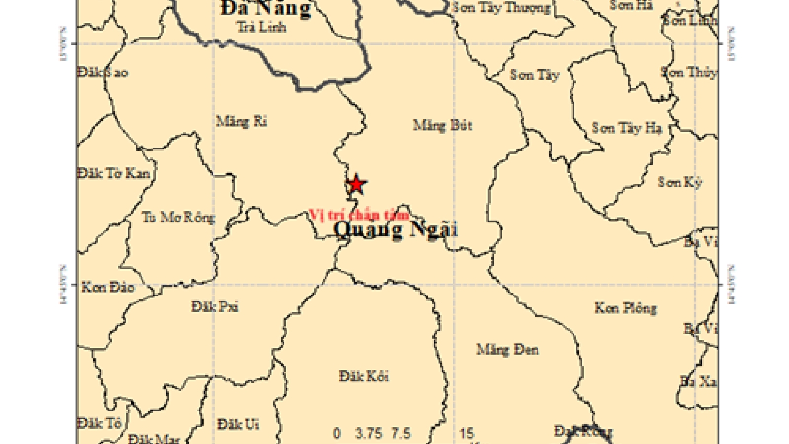 Seven earthquakes strike Quang Ngai province early on October 13