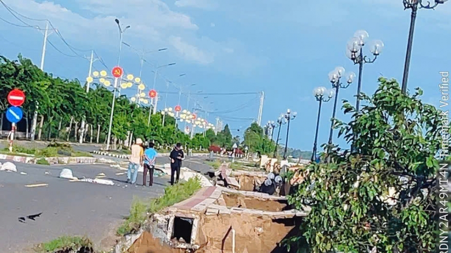 Bờ kè cũ xã Thường Phước (Đồng Tháp) tiếp tục xảy ra sạt lở nghiêm trọng