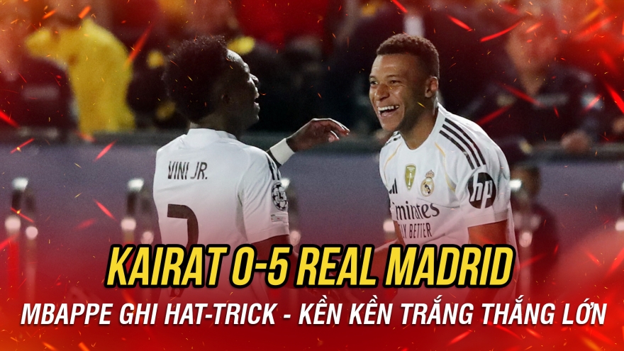 Kết quả Cúp C1 châu Âu hôm nay 1/10: Mbappe giúp Real Madrid thắng 5-0 Kairat