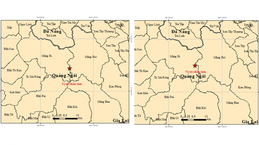 Xảy ra 5 trận động đất tại Quảng Ngãi