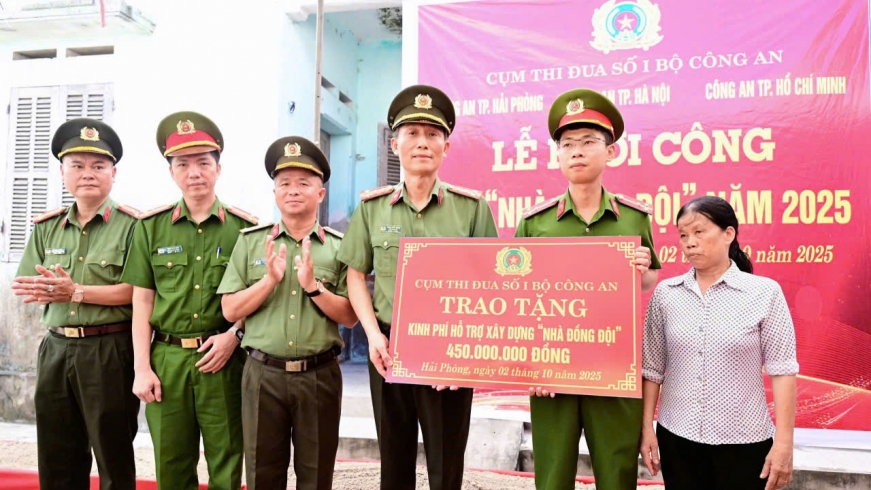 Khởi công nhà đồng đội tặng Thượng úy Công an khó khăn ở Hải Phòng
