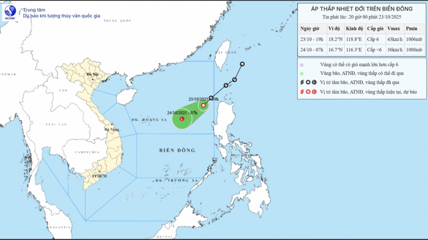 Áp thấp nhiệt đới di chuyển nhanh về phía Tây Nam, Biển Đông có gió giật cấp 9