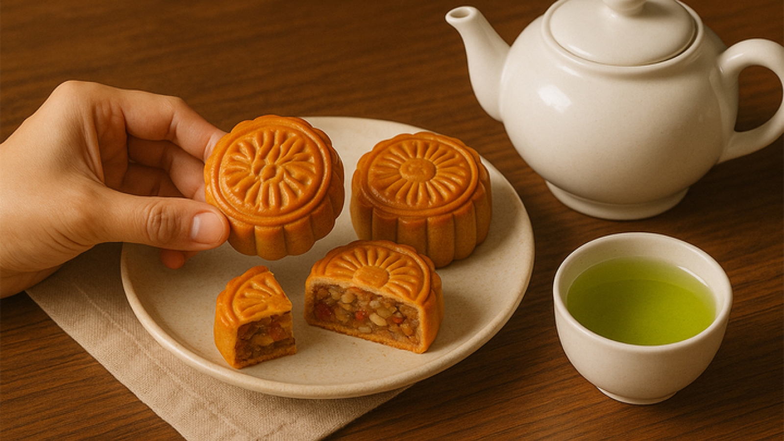 Lợi ích của việc uống trà khi ăn bánh trung thu